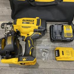 AS-IS DEWALT 20V MAX Lithium-Ion 15-Degree Electric Cordless Roofing Nailer Kit