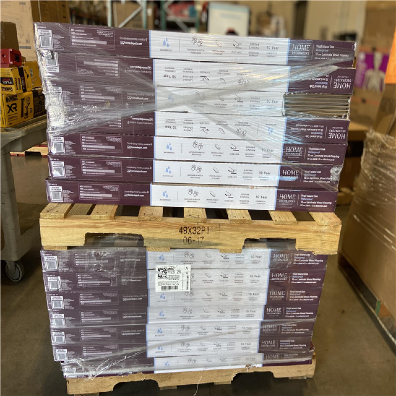 DALLAS LOCATION - Home Decorators Collection Virgil Island Oak 12 mm T x 8 in. W Waterproof Laminate Wood Flooring (15.9 sqft/case) (39 CASES)