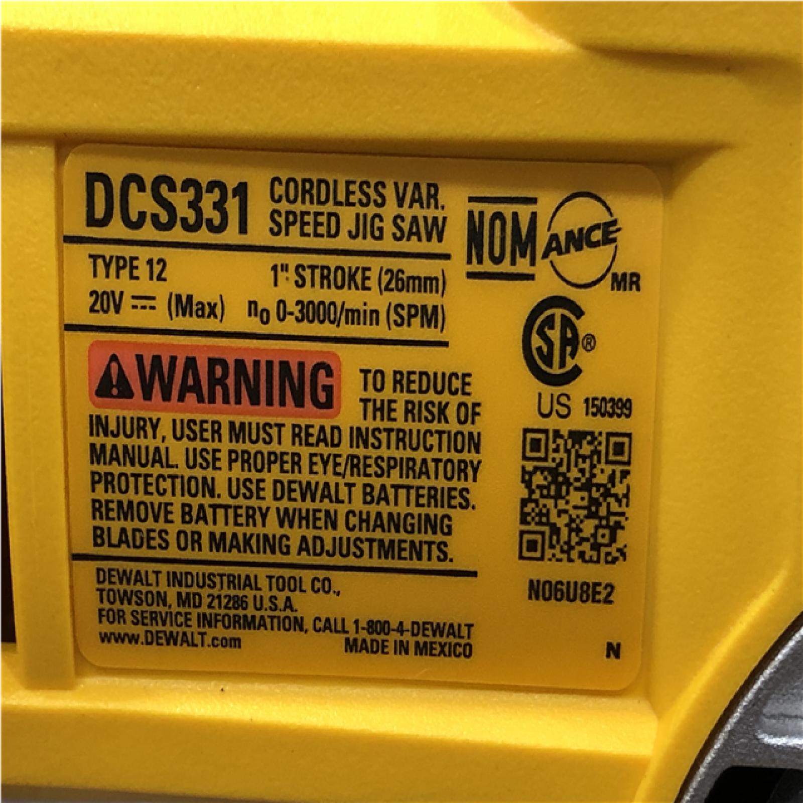 AS-IS DEWALT 20V MAX Cordless Jig Saw (Tool Only)