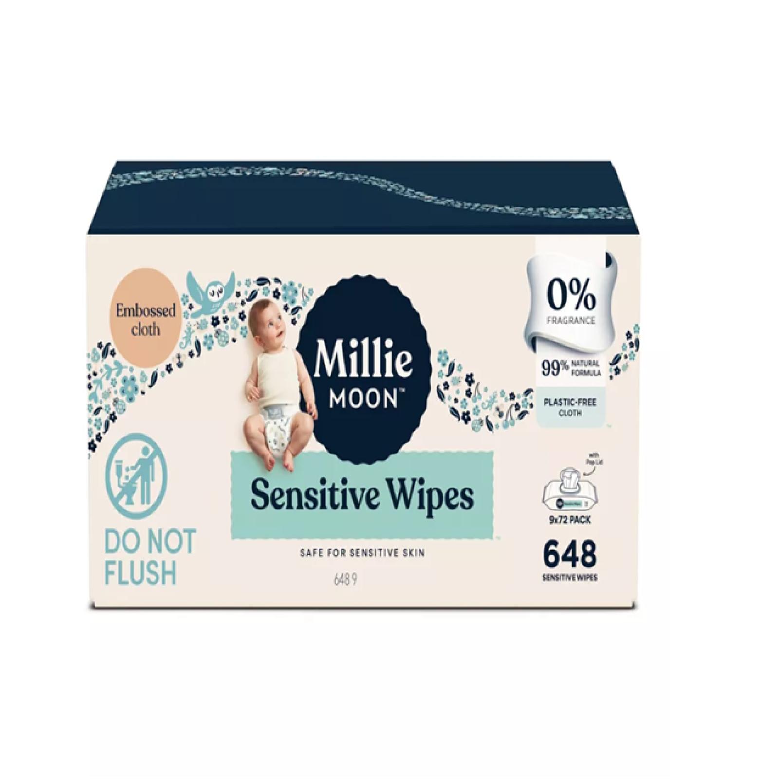 DALLAS LOCATION- Millie Moon Sensitive Wipes - 648ct PALLET-(42 CASES)