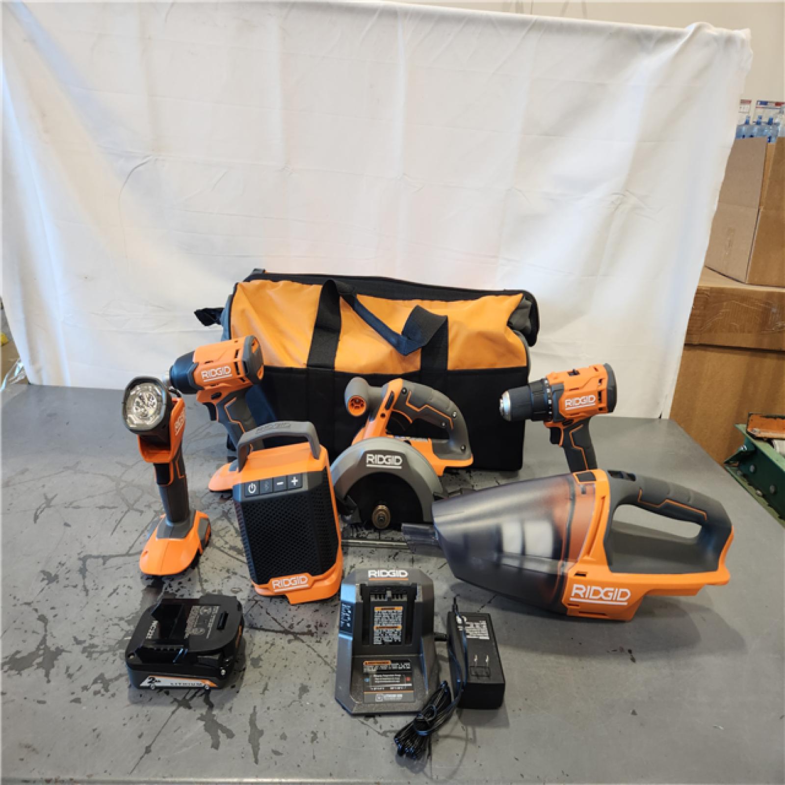 AS-IS- 18V Cordless 6-Tool Combo Kit with 2.0 Ah Battery  Charger  and Tool Bag