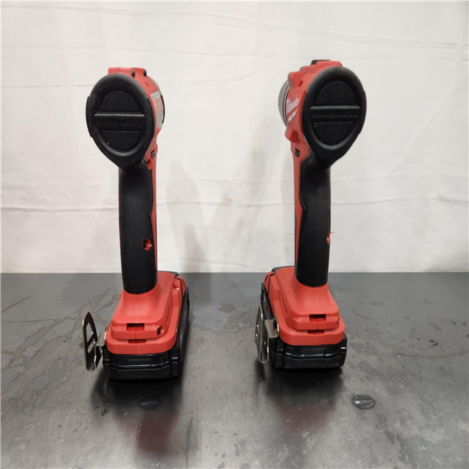 AS-IS- Milwaukee 18V Lithium-Ion Brushless Cordless Compact Drill/Impact Combo Kit