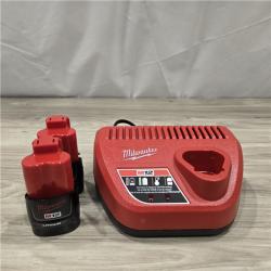 AS-IS Milwaukee M12 12V Lithium-Ion Compact 2.0 Ah Battery Pack (2-Pack) Starter Kit with Charger
