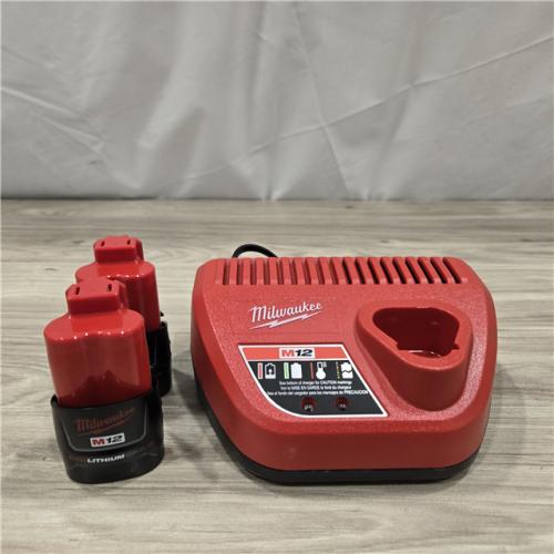 AS-IS Milwaukee M12 12V Lithium-Ion Compact 2.0 Ah Battery Pack (2-Pack) Starter Kit with Charger