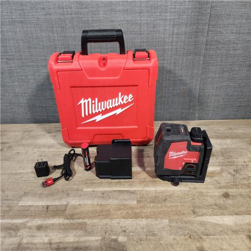 HOUSTON LOCATION - AS-IS Milwaukee-3522-21 Green Beam Laser Cross Line Plumb Point USB Rechargeable