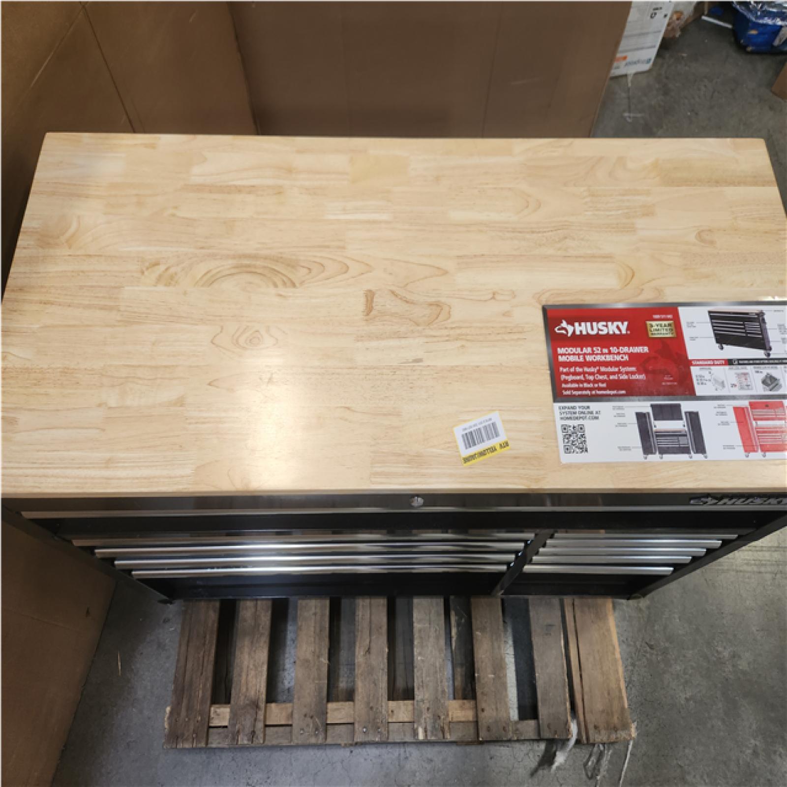 Phoenix AS-IS Husky Modular Tool Storage 52 in. W x 20 in. D Standard Duty Black Mobile Workbench Cabinet
