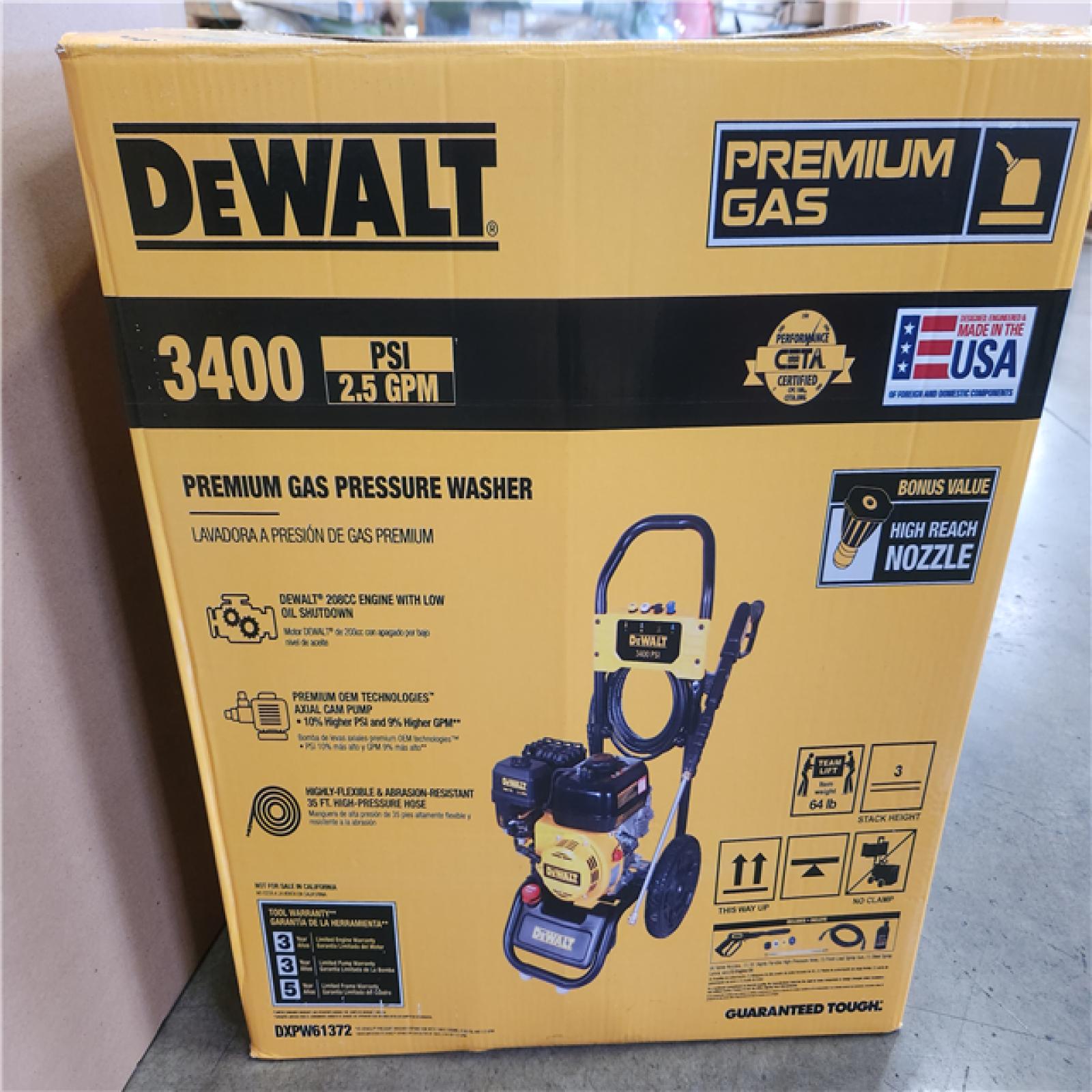Phoenix NEW DEWALT 3400 PSI 2.5 GPM Gas Cold Water Pressure Washer with DeWalt 210 Engine