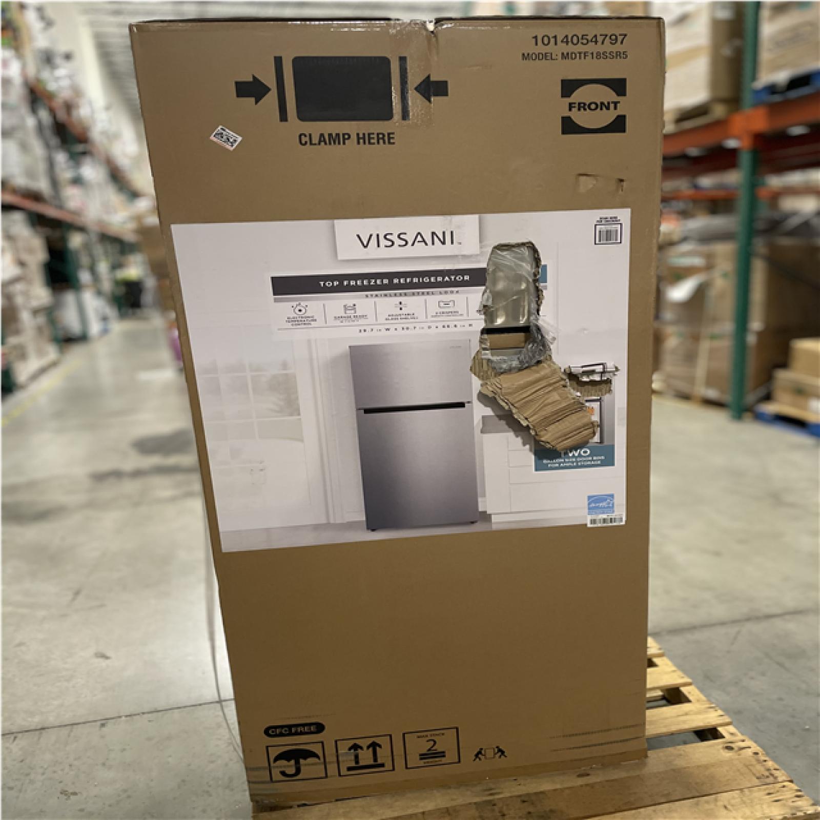 DALLAS LOCATION - AS-IS VISSANI 18.1 cu. ft. Top Freezer Refrigerator in Fingerprint Resistant Stainless Steel