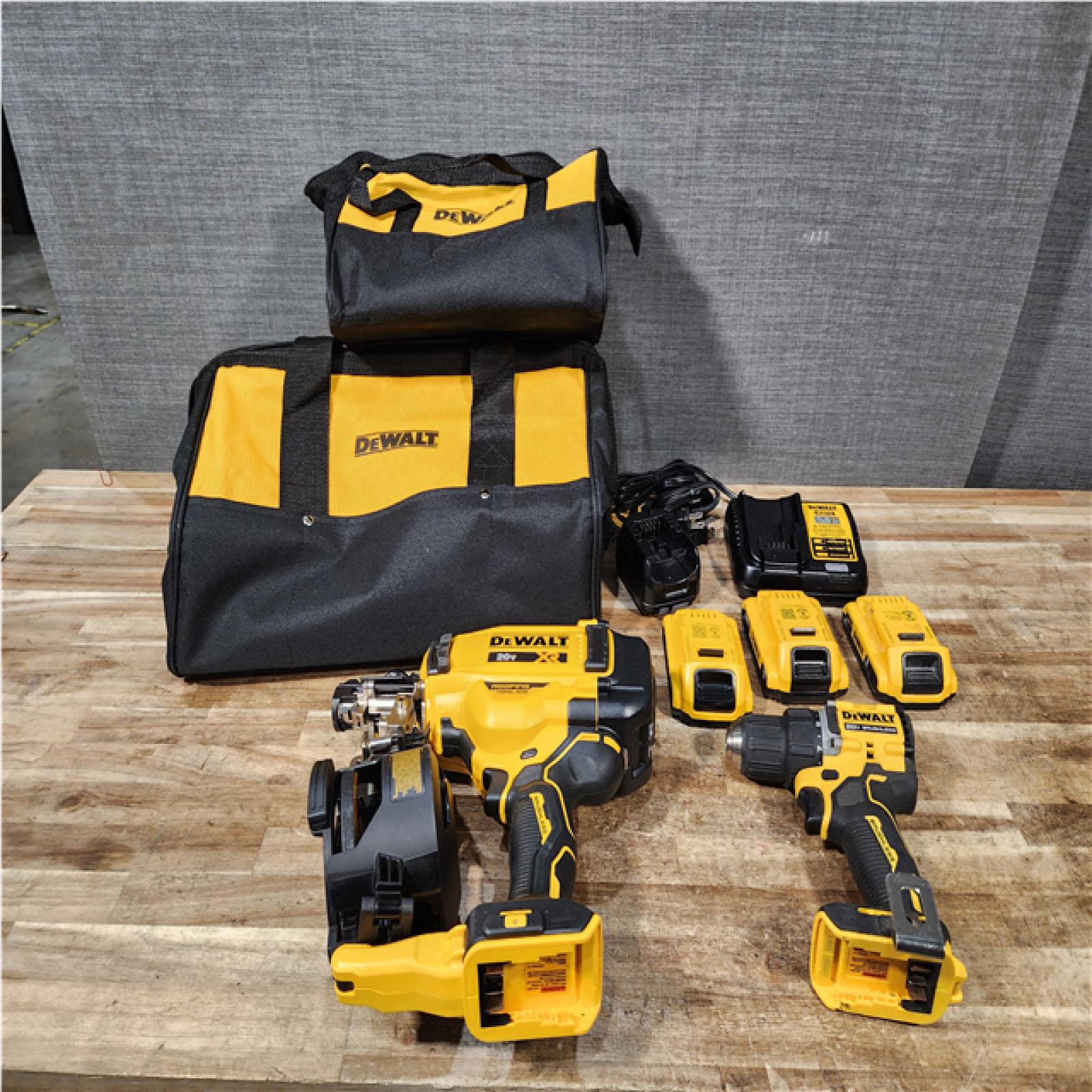 Houston AS-IS DeWalt Nail Gun and Drill and Batteries QTY/3 with Charger QTY/2
