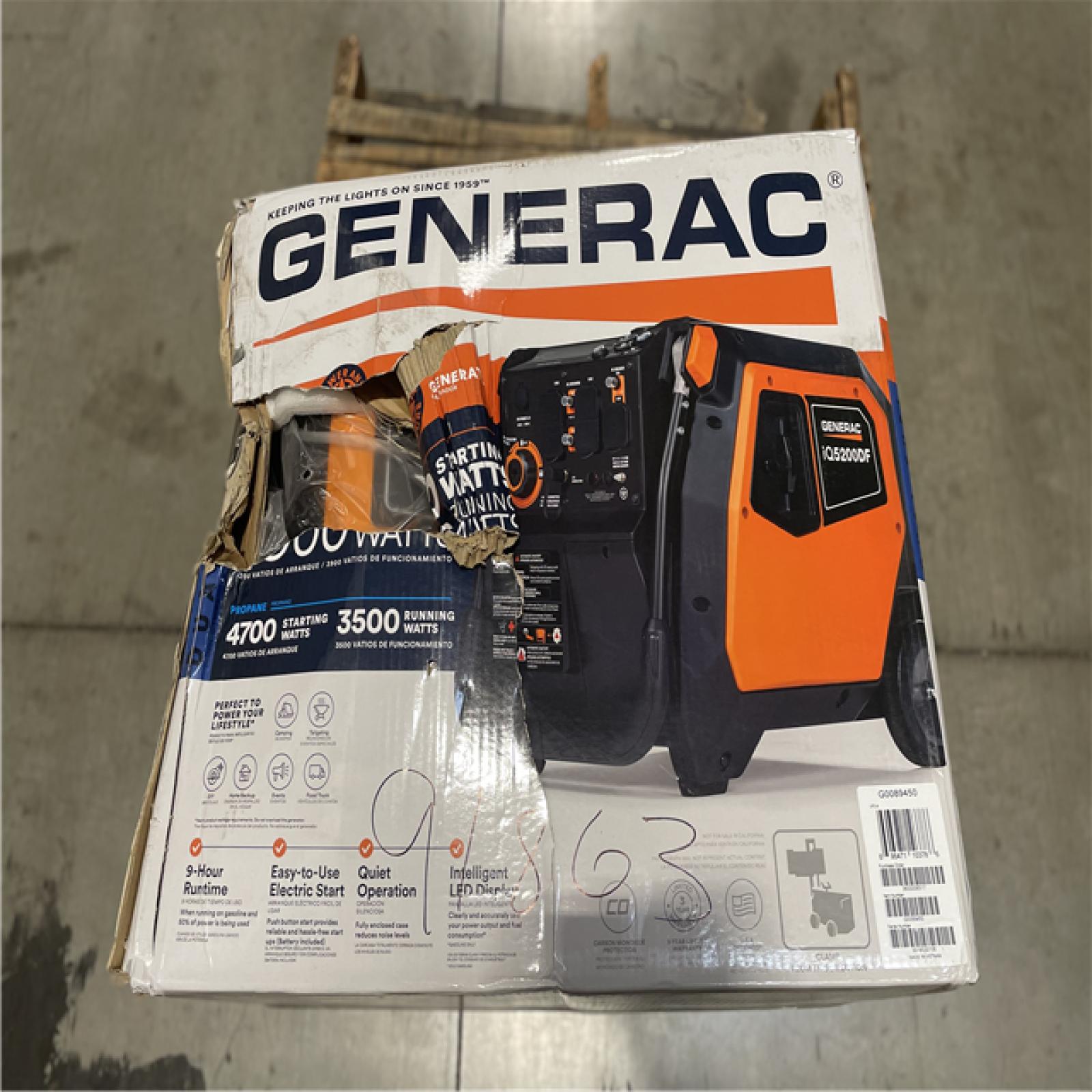 DALLAS LOCATION- GENERAC 5200/3900-Watt Dual Fuel Inverter Generator