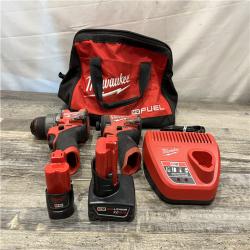 AS-IS Milwaukee FUEL 12-Volt Lithium-Ion Brushless Cordless Hammer Drill and Impact Driver Combo Kit
