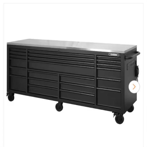 DALLAS LOCATION - Tool Storage 84 in. W Heavy Duty Matte Black Mobile Workbench Tool Chest with Stainless Steel