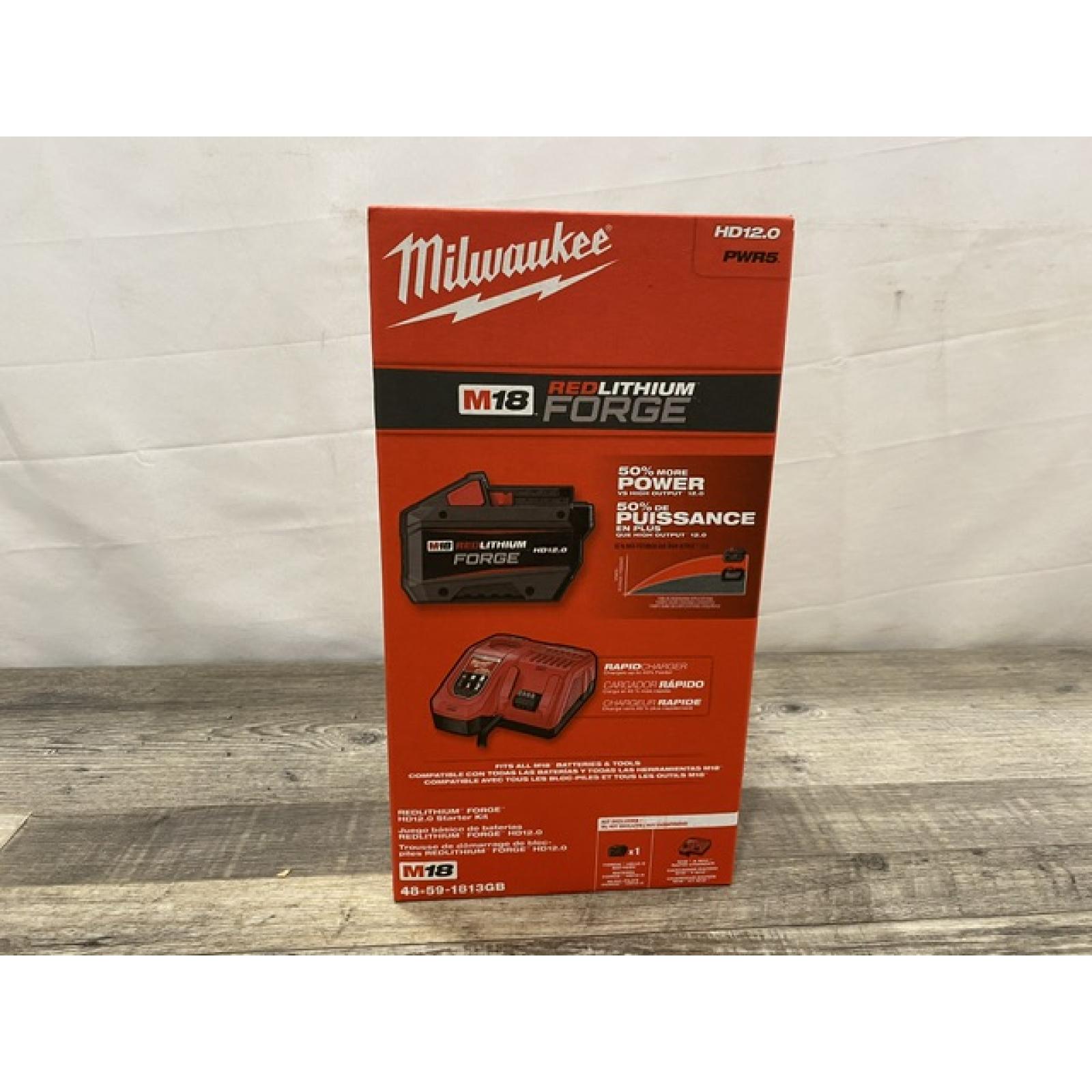 NEW - Milwaukee 18-Volt Lithium-Ion REDLITHIUM FORGE Starter Kit with 12. 0Ah Battery and Charger