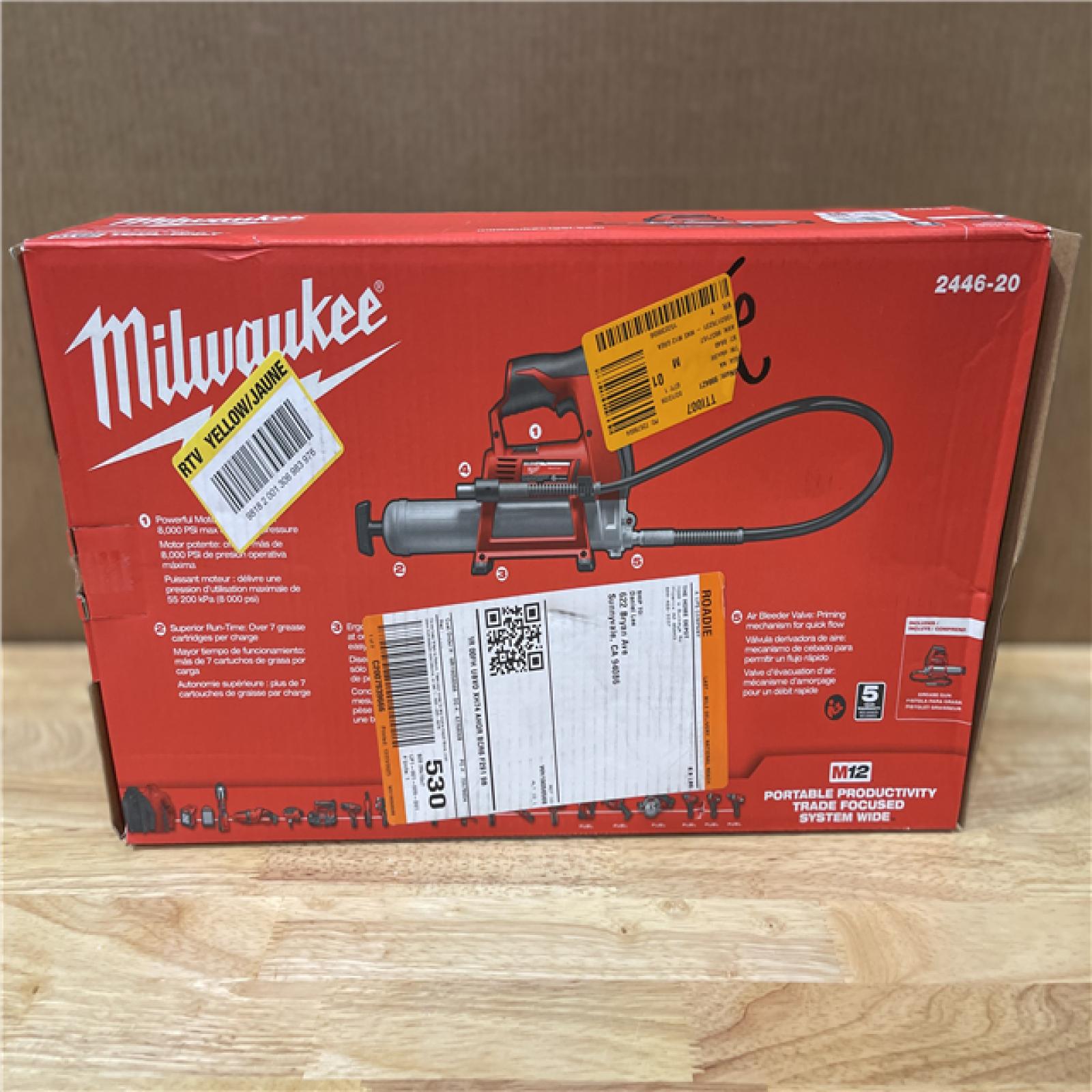 NEW!- Milwaukee 12V Cordless Grease Gun (Tool-Only)