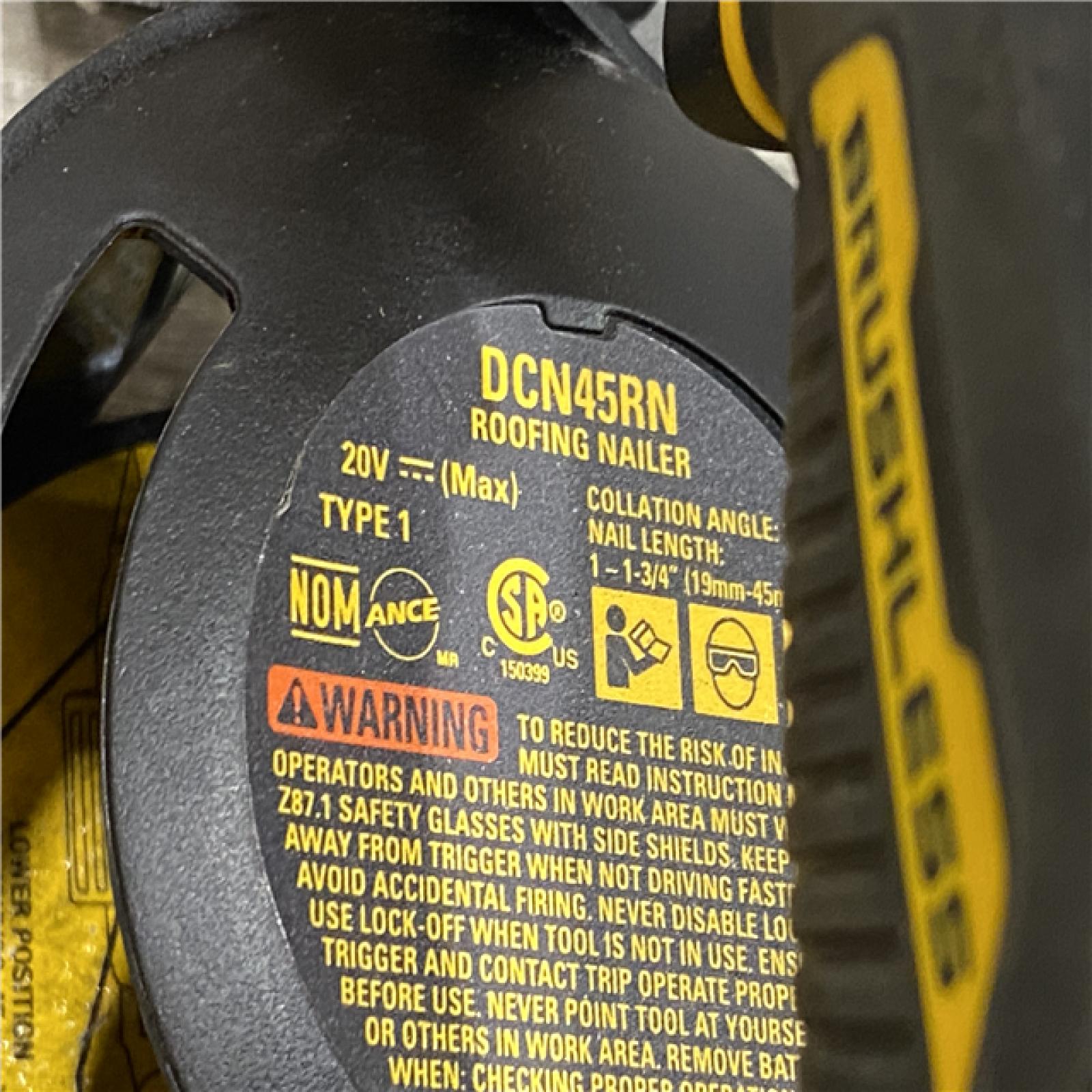 AS-IS DEWALT 20V MAX Lithium-Ion 15-Degree Electric Cordless Roofing Nailer Kit