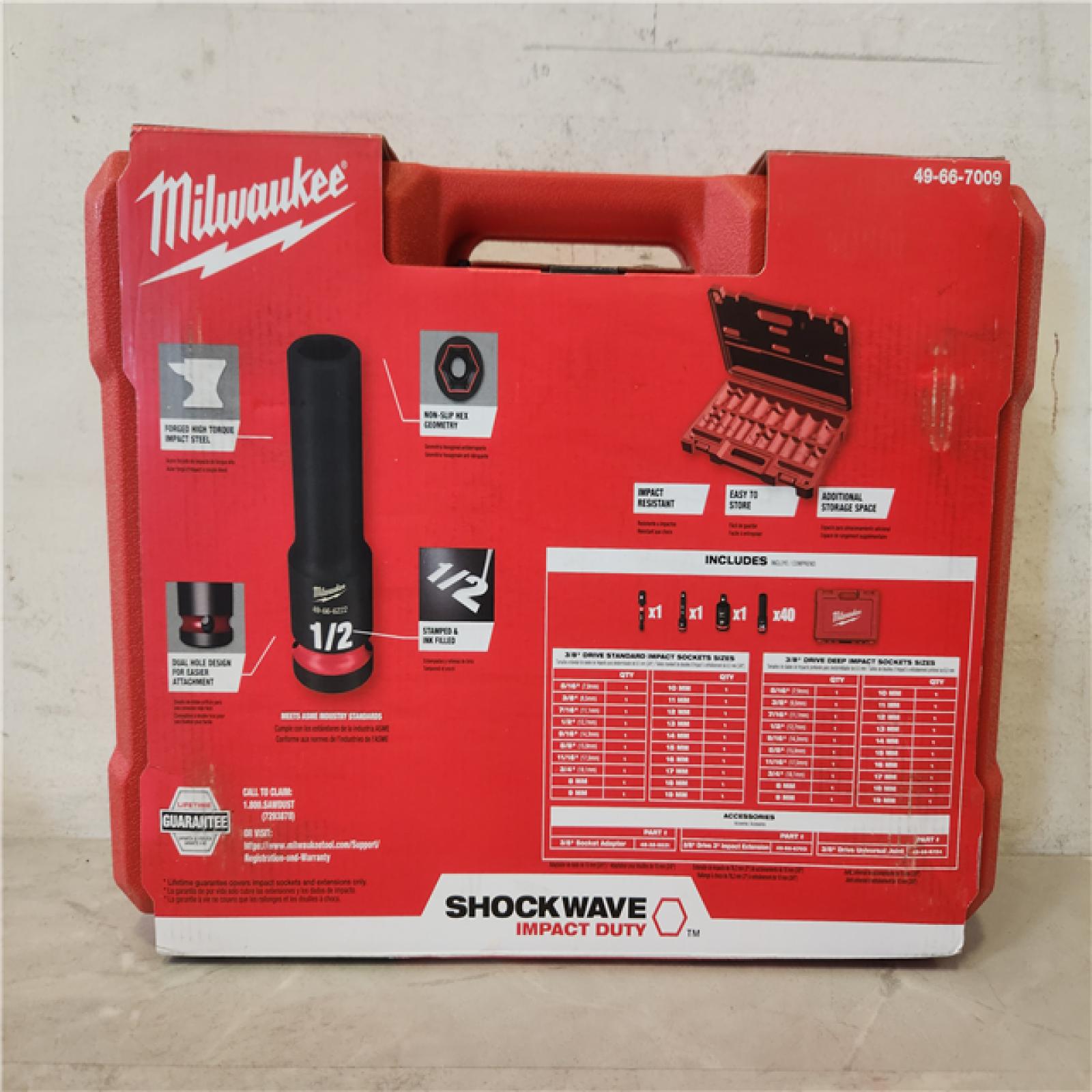 Phoenix NEW Milwaukee SHOCKWAVE 3/8 in. Drive SAE and Metric 6 Point Impact Socket Set (43-Piece) (SEALED)