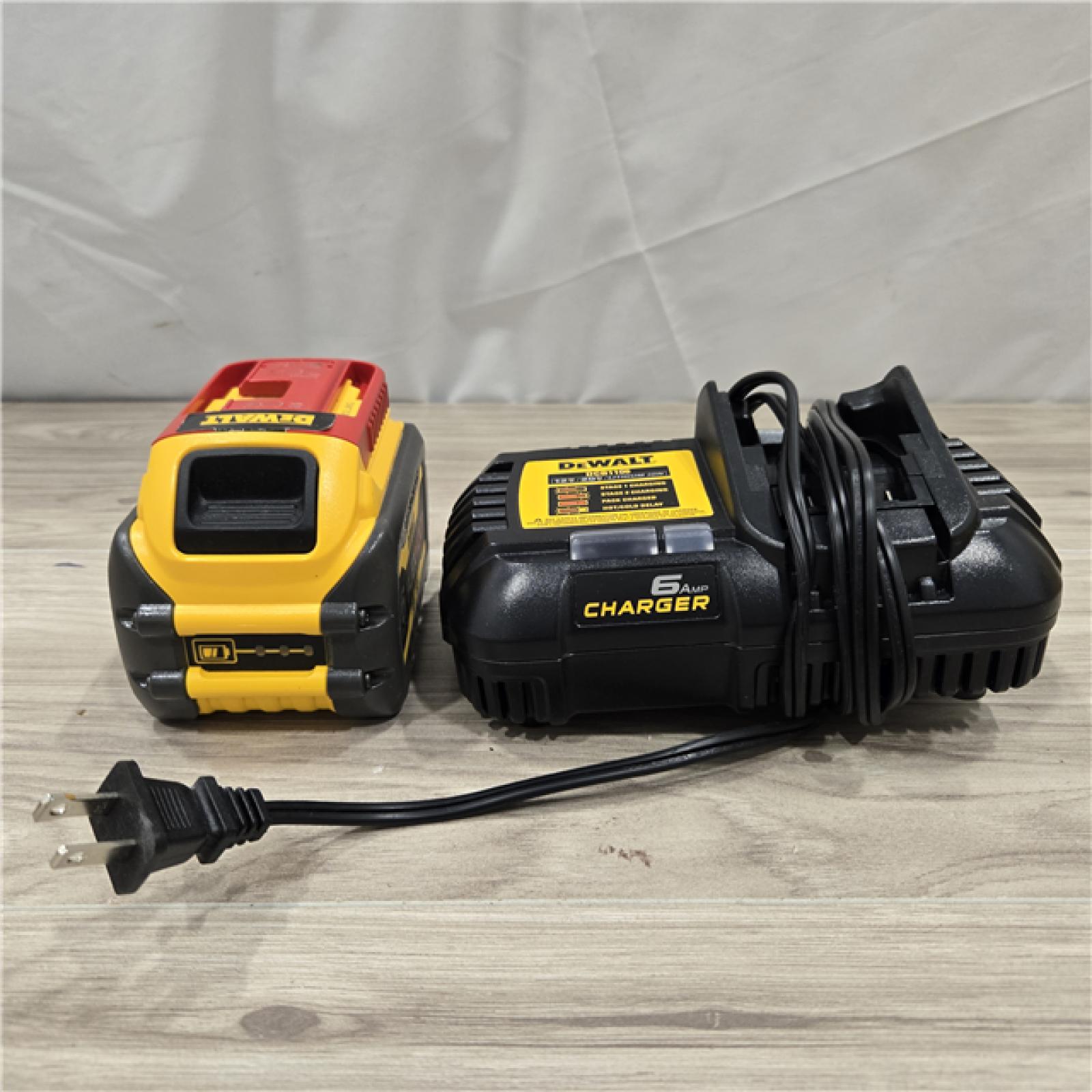 AS-IS DEWALT FLEXVOLT 20V/60V MAX Lithium-Ion 6.0Ah Battery Pack with 6 Amp Output Charger