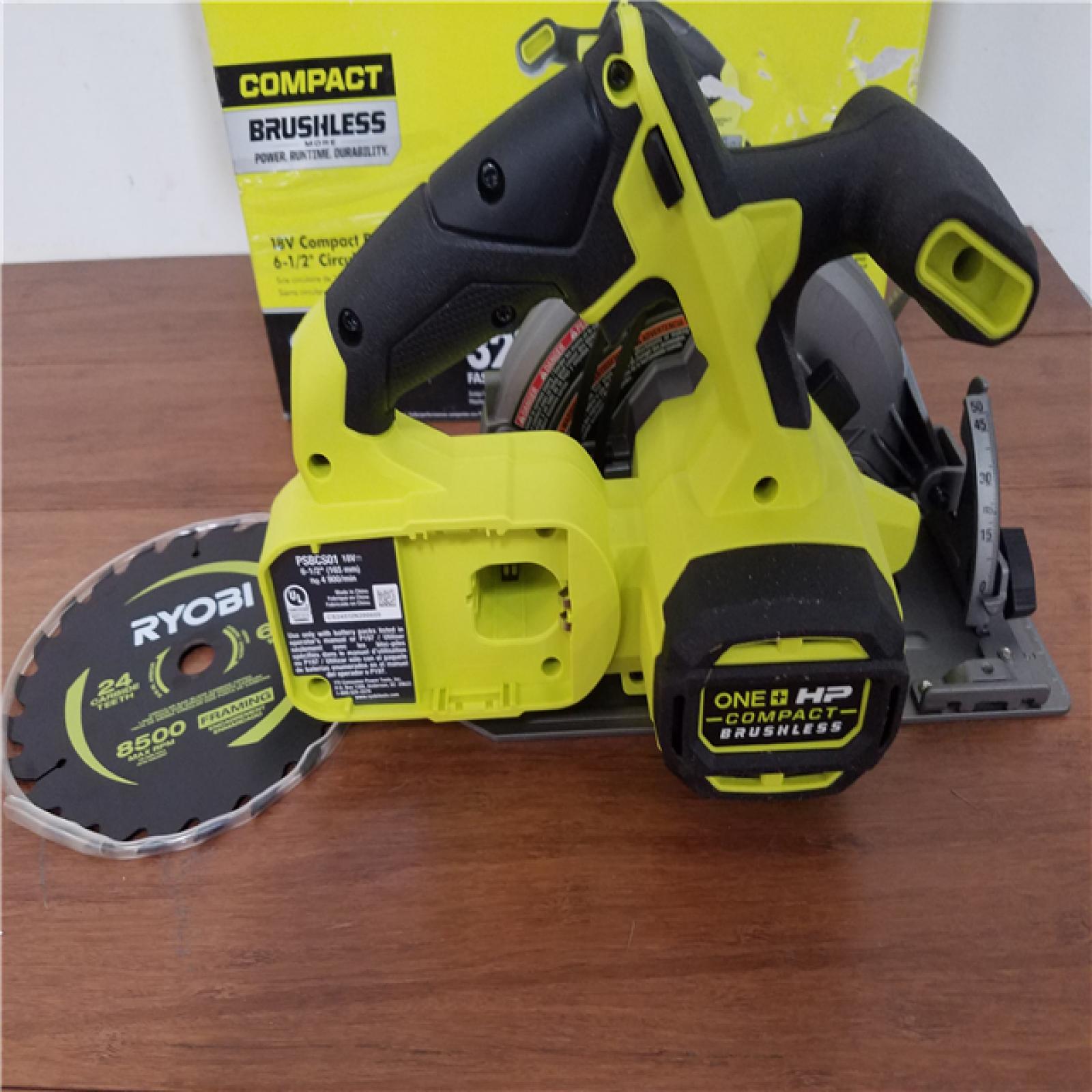 CALIFORNIA AS-IS RYOBI ONE+HP 18V COMPACT BRUSHLESS 6-1/2CIRCULAR SAW (TOOL ONLY)