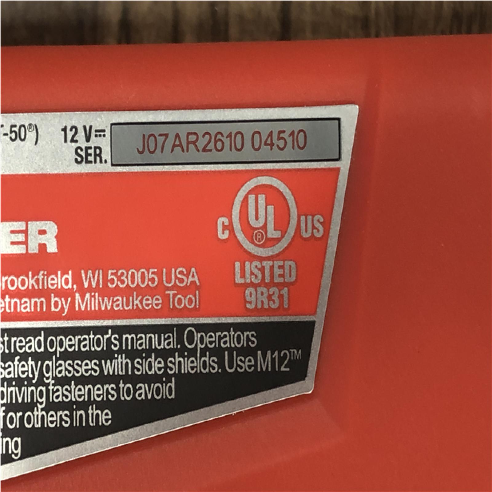 AS-IS Milwaukee 12-Volt Lithium-Ion Cordless 3/8 in. Crown Stapler (Tool-Only)