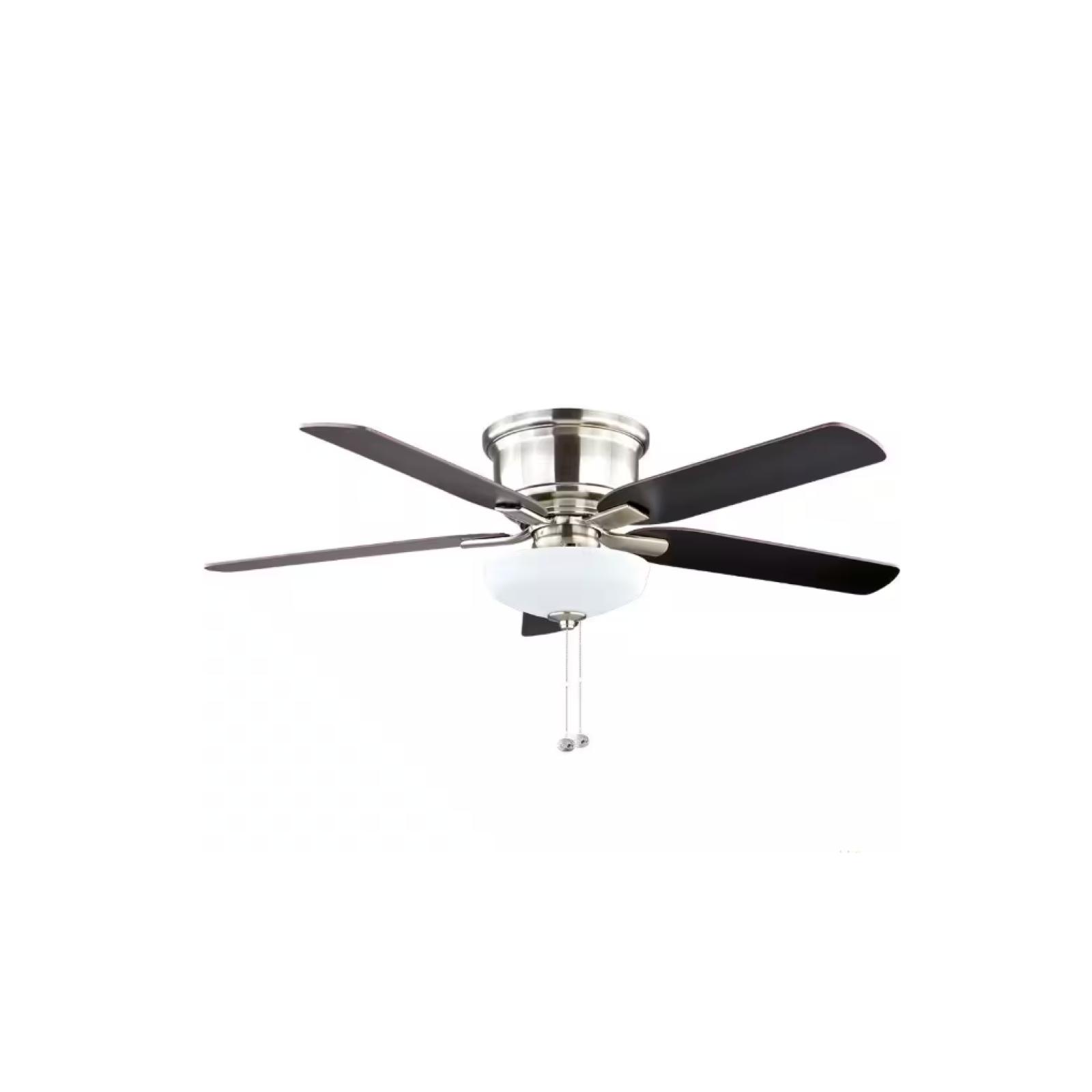 DALLAS LOCATION- Hampton Bay Holly Springs Low Profile 52 in. LED Indoor Brushed Nickel Ceiling Fan PALLET -(48 UNITS)