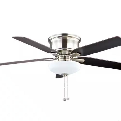 DALLAS LOCATION- Hampton Bay Holly Springs Low Profile 52 in. LED Indoor Brushed Nickel Ceiling Fan PALLET -(48 UNITS)