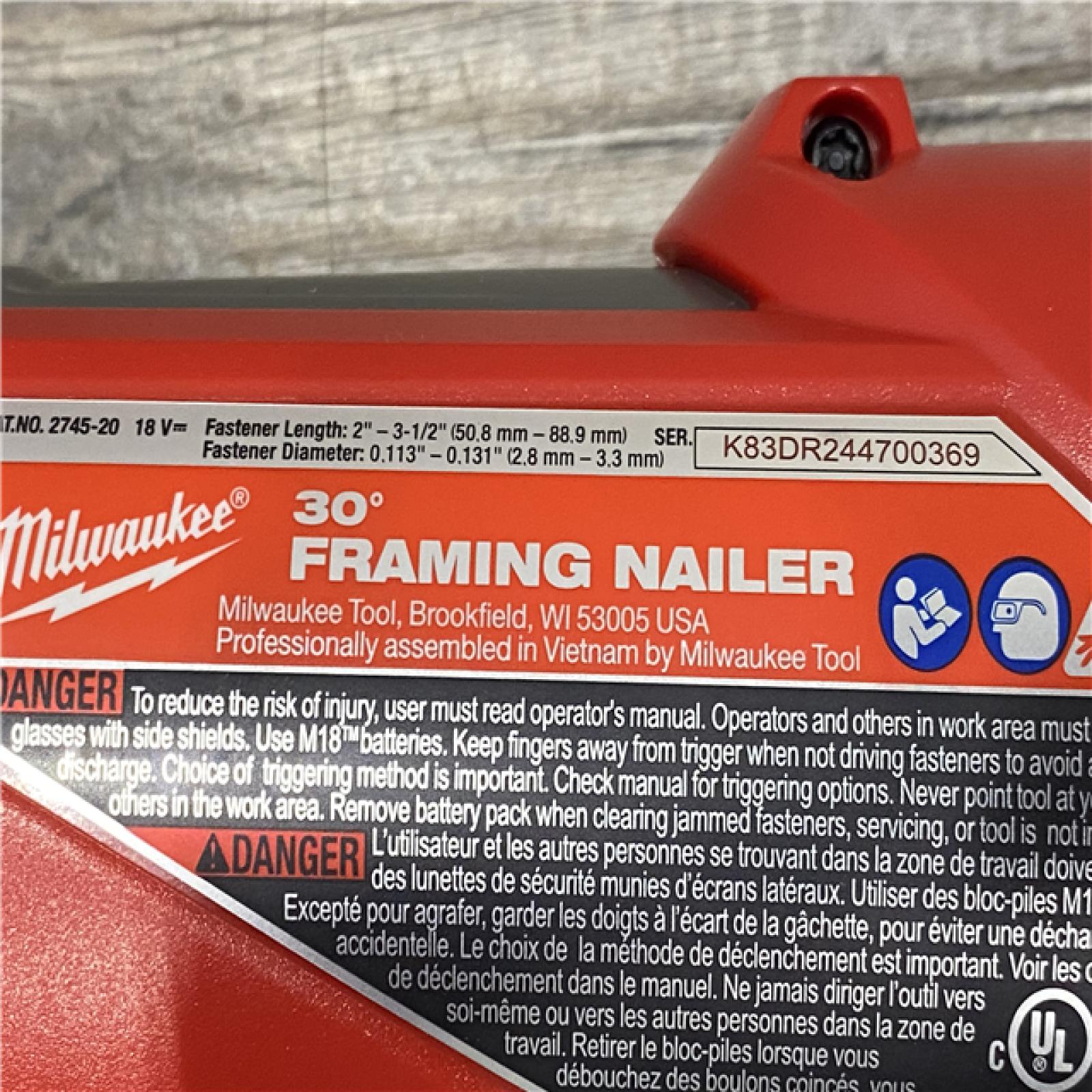 AS-IS Milwaukee FUEL 3-1/2 in. 18-Volt 30-Degree Lithium-Ion Brushless Cordless Framing Nailer (Tool-Only)