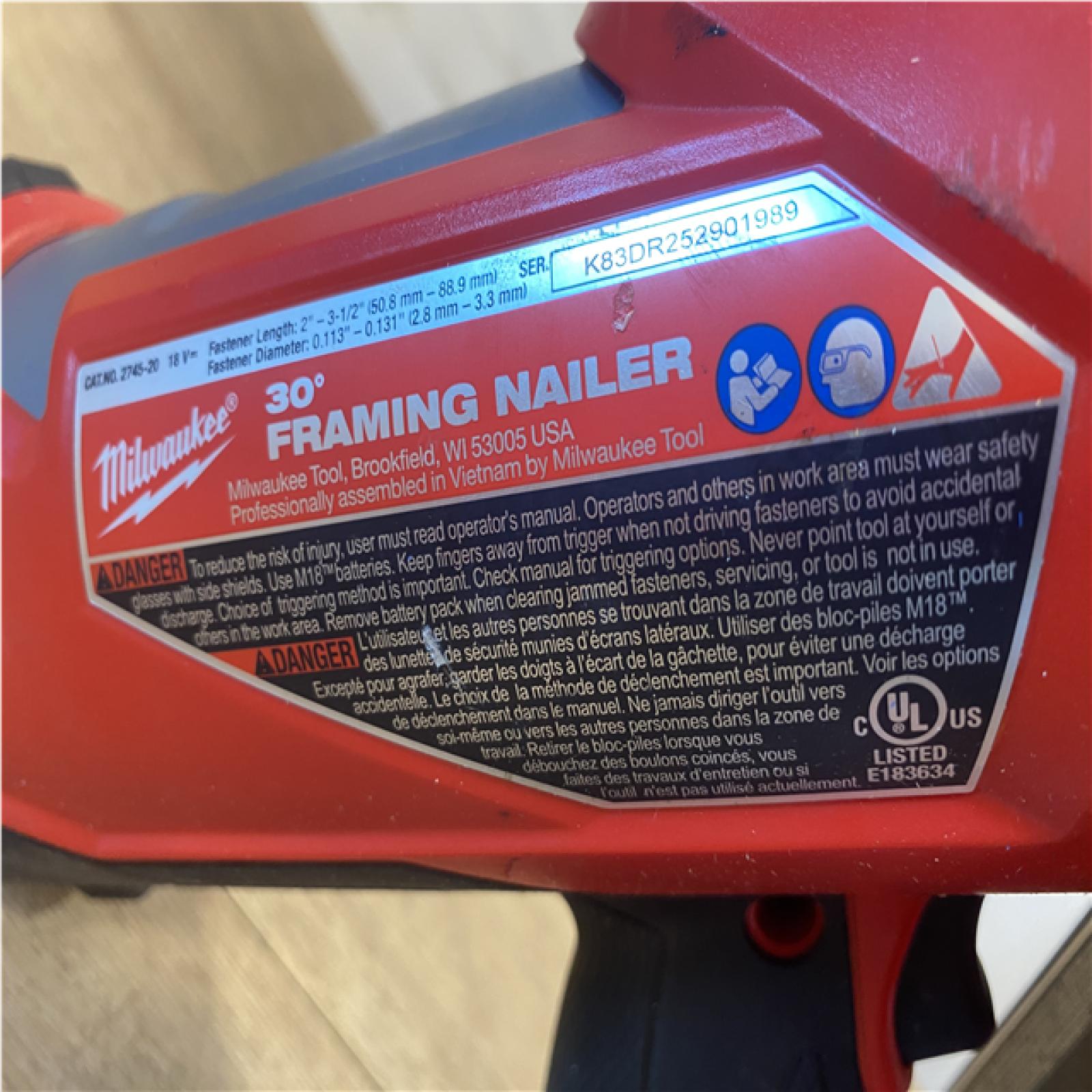 AS-IS Milwaukee FUEL 3-1/2 in. 18-Volt 30-Degree Lithium-Ion Brushless Cordless Framing Nailer (Tool-Only)