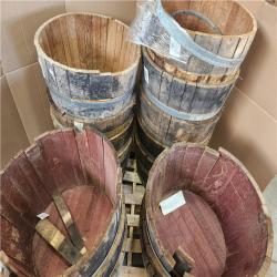 Phoenix AS-IS 26 in. Dia x 17.5 in. H White Oak Wood Whiskey Barrel Pallet (15-Barrels)