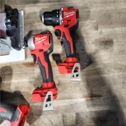 HOUSTON LOCATION - AS-IS Milwaukee M18 18-Volt Lithium-Ion Brushless Cordless Combo Kit (4-Tool) with 2-Batteries  1-Charger and Tool Bag