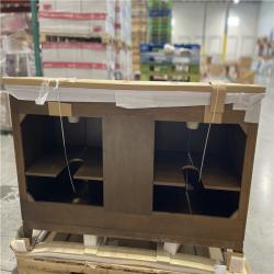 DALLAS LOCATION - Home Decorators Collection Sellan 61 in. Double Sink Dark Walnut Bath Vanity with Calacatta White Quartz Top (Assembled)