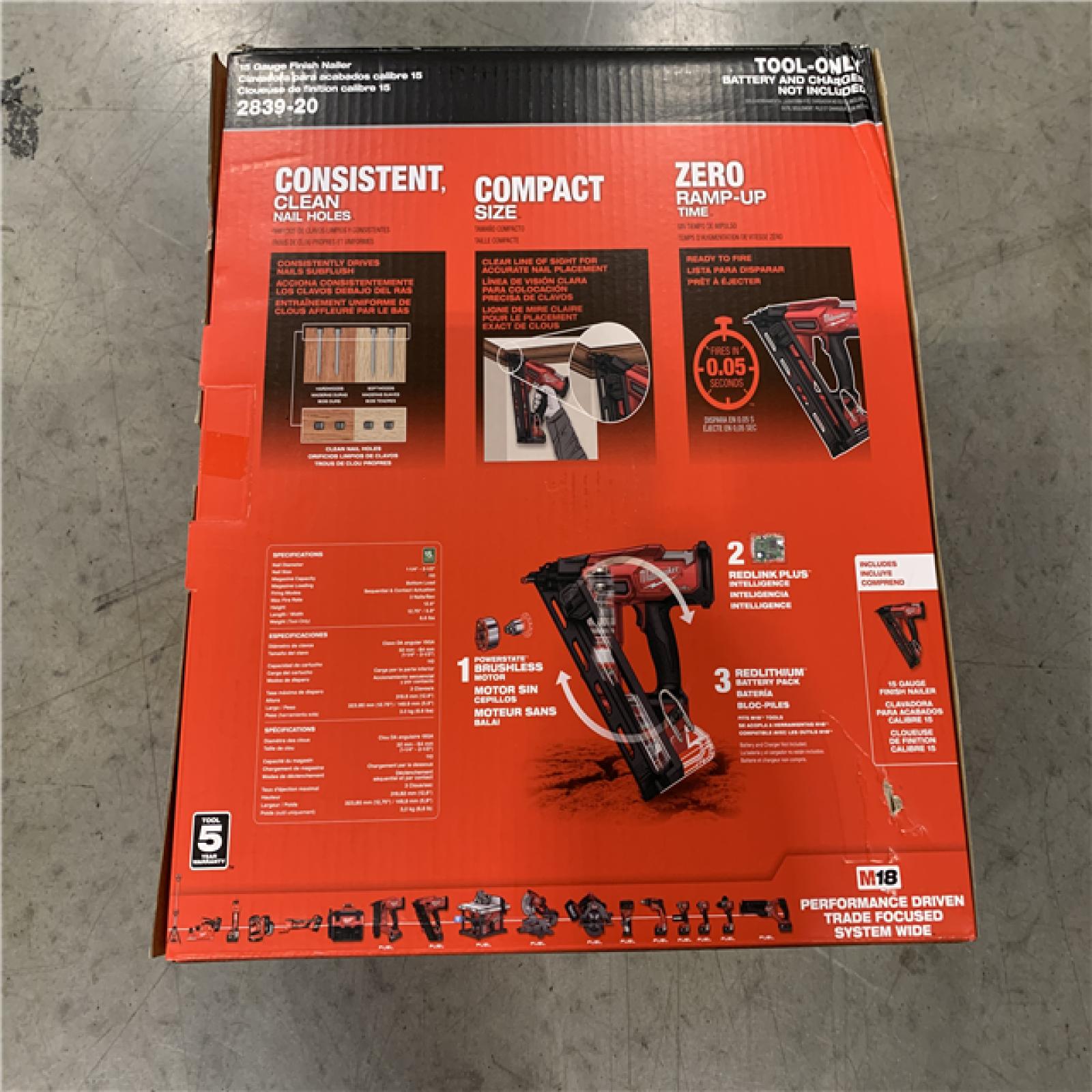 NEW! - Milwaukee M18 FUEL 18-Volt Lithium-Ion Brushless Cordless Gen II 15-Gauge Angled Finish Nailer (Tool-Only)