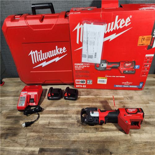 HOUSTON LOCATION - AS-IS (APPEARS LIKE NEW) M18 18-Volt Lithium-Ion Cordless FORCE LOGIC 600 MCM Crimper Kit W/(2) 2.0Ah Batteries, Charger, Hard Case