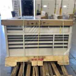 DALLAS LOCATION- AS-IS HUSKY Tool Storage 72 in.18-Drawer Heavy Duty Adjustable Height Mobile Workbench Cabinet in Matte White