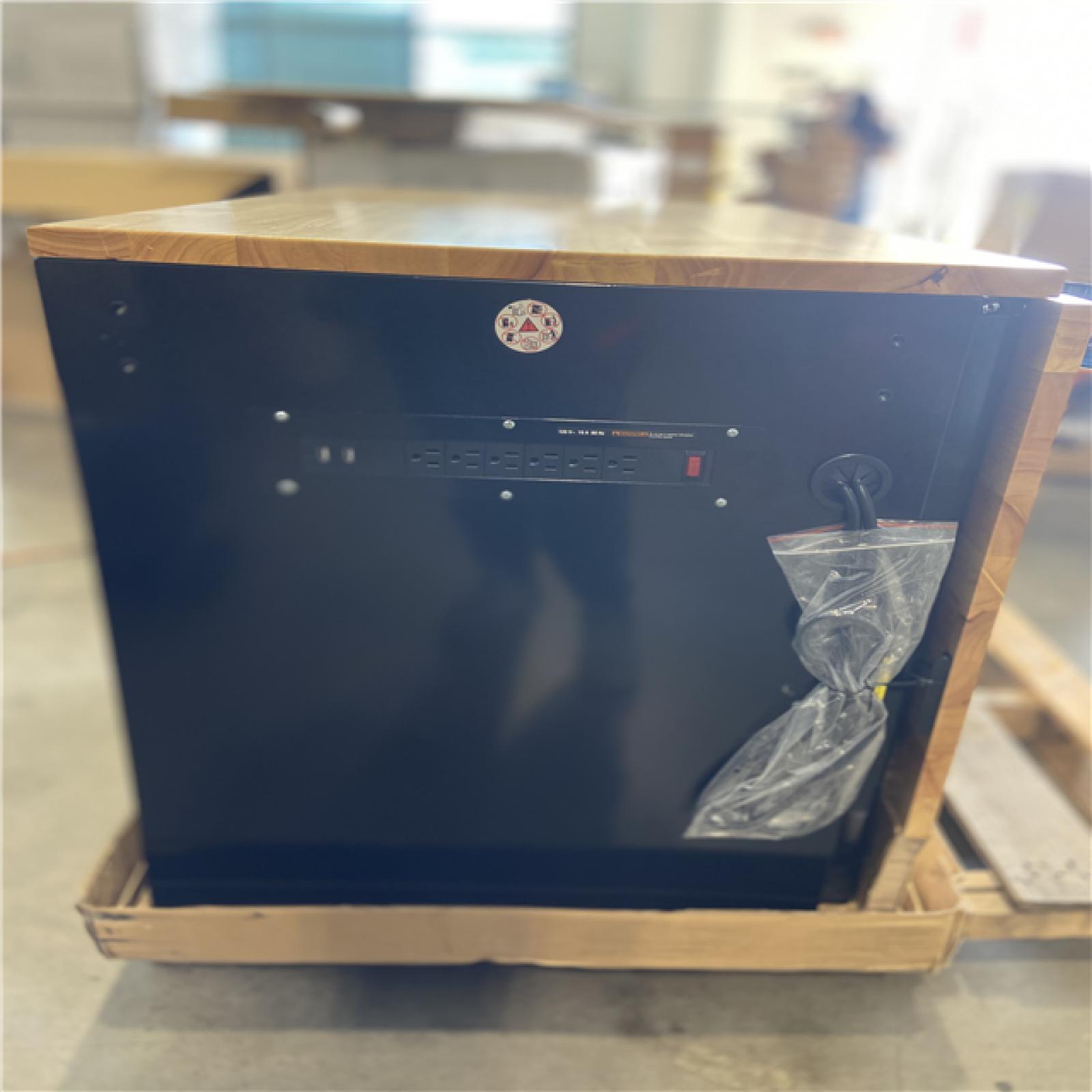 DALLAS LOCATION  - Husky Tool Storage 46 in. W x 51 in. D Standard Duty Black Mobile Workbench Cabinet with Solid Top Full Length Extension Table
