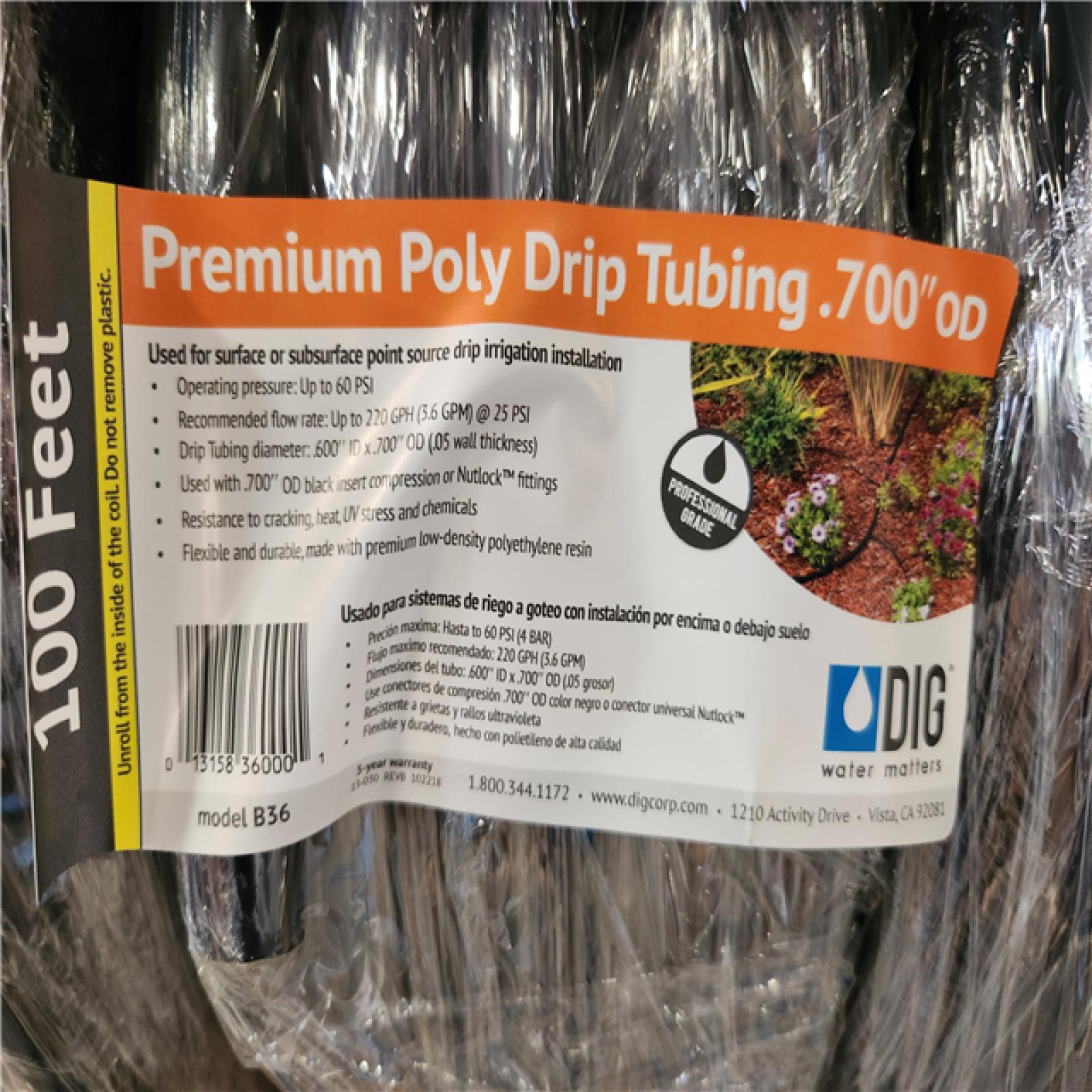 Phoenix Location NEW DIG 1/2 in. (0.700 O.D.) x 100 ft. Poly Drip Tubing 5-Pack Pallet (13-Boxes) (Sealed)
