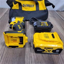 AS-IS DEWALT ATOMIC 20V MAX Lithium-Ion Cordless 1/4 in. Brushless Impact Driver Kit, 5 Ah Battery, Charger, and Bag
