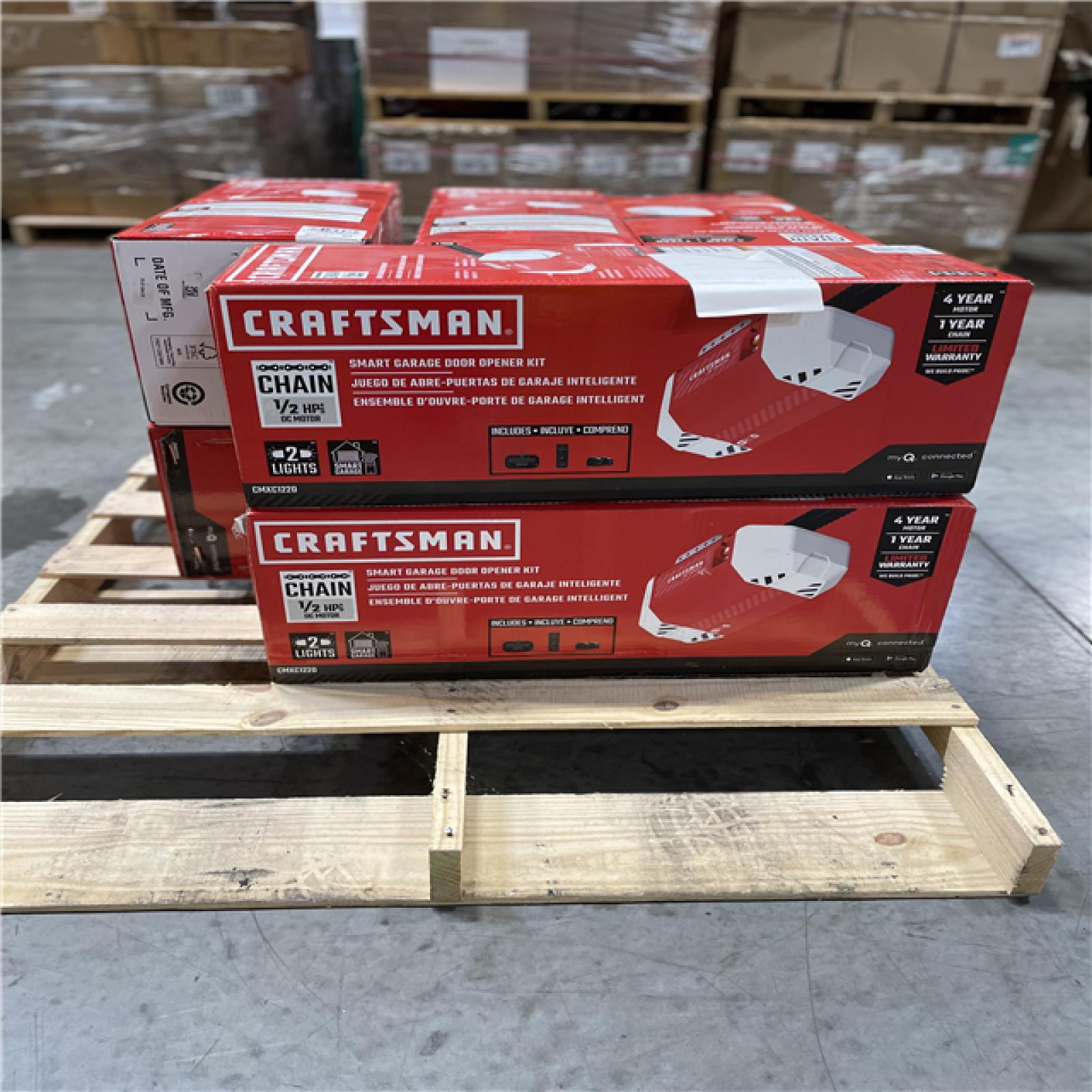 DALLAS LOCATION- NEW!- CRAFTSMAN CMXC1220 1/2 HP Smart Compatible Garage Door Opener PALLET (8 UNITS)