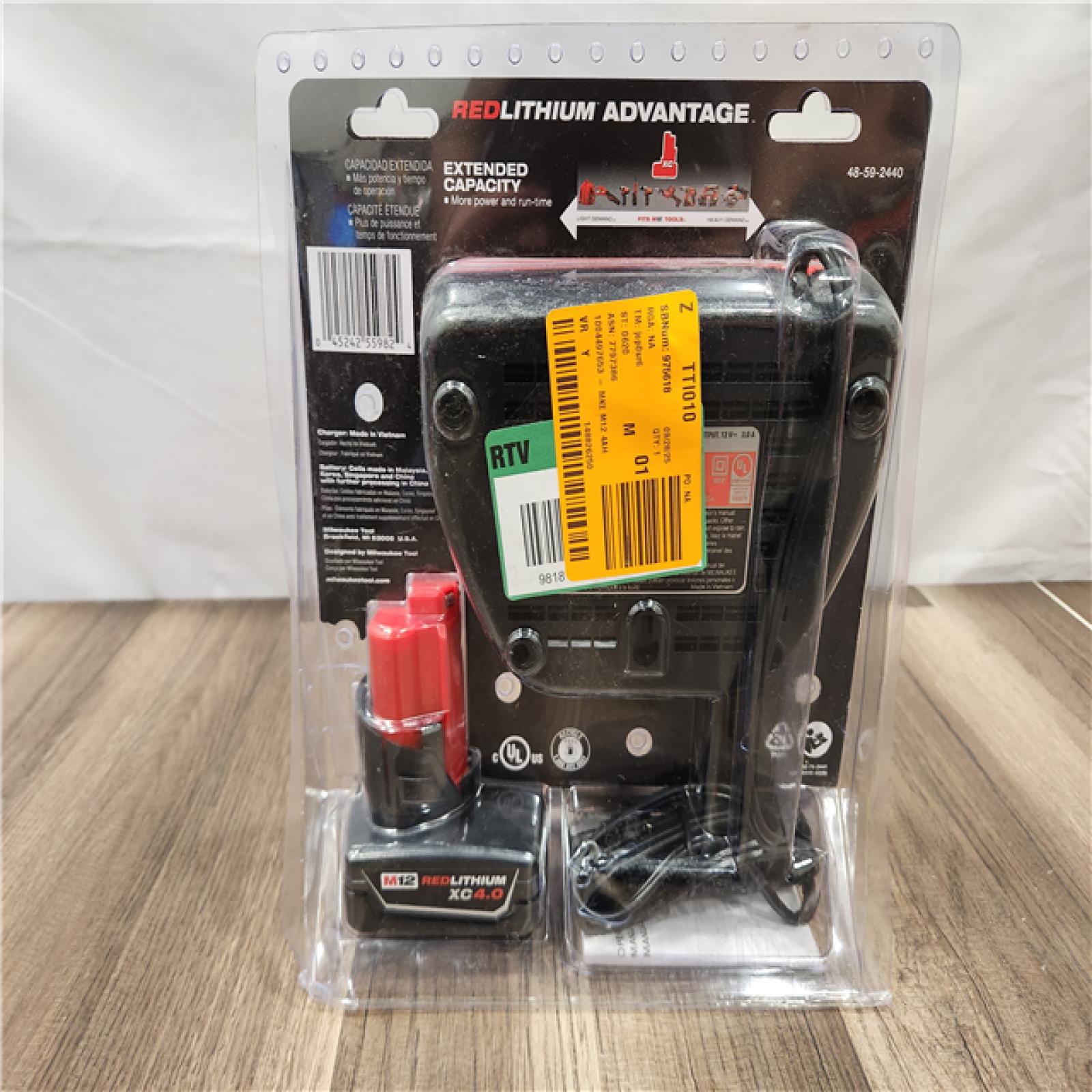 NEW-Milwaukee M12 12-Volt Lithium-Ion XC Battery Pack 4.0 Ah and Charger Starter Kit