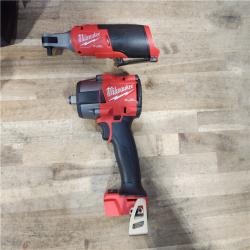 HOUSTON LOCATION - AS-IS Milwaukee FUEL 18V Cordless Mid Torque 1/2 in. Impact Wrench w/ M12 FUEL 3/8 in. Ratchet & Battery/Charger Combo Kit