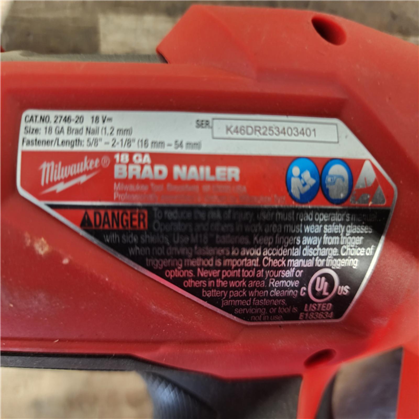 HOUSTON LOCATION - AS-IS Milwaukee  FUEL 18-Volt Lithium-Ion Brushless Cordless Gen II 18-Gauge Brad Nailer (Tool-Only)