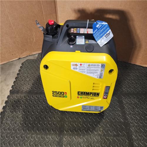 HOUSTON LOCATION - AS-IS (APPEARS LIKE NEW) CHAMPION 2500/1850-Watt Recoil Start Gasoline/Propane Powered Dual Fuel Inverter Generator with Quiet Technology and CO Shield