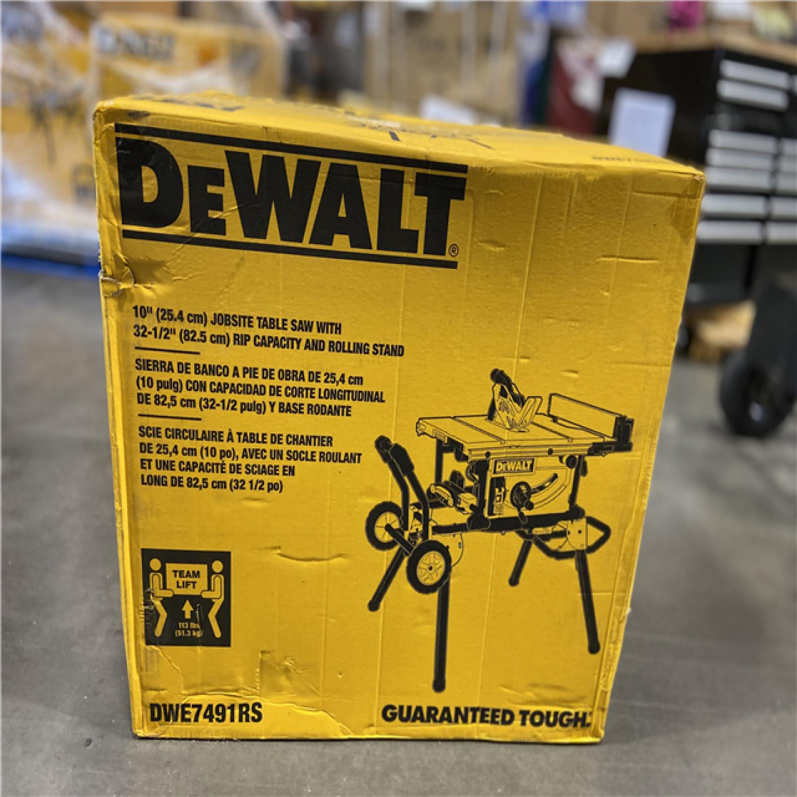 AS-IS - DEWALT 15 Amp Corded 10 in. Job Site Table Saw with Rolling Stand