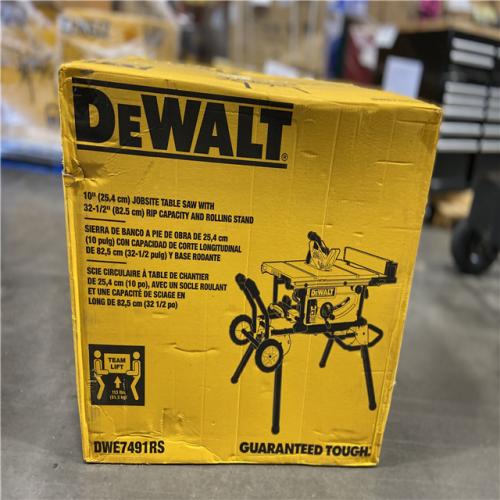 AS-IS - DEWALT 15 Amp Corded 10 in. Job Site Table Saw with Rolling Stand