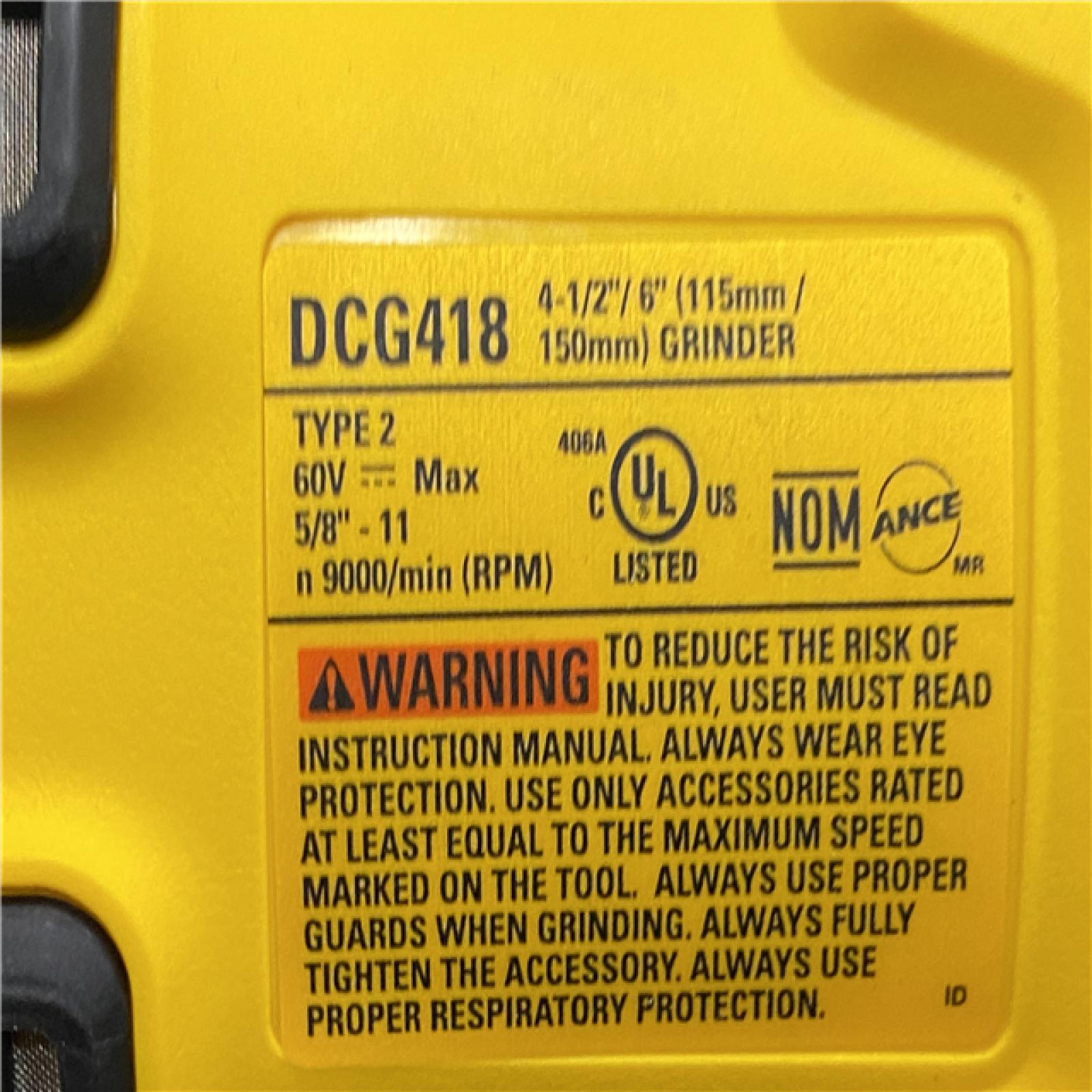 AS-IS DEWALT 60V MAX Cordless Brushless 4.5 in. to 6 in. Small Angle Grinder with Kickback Brake (Tool Only)