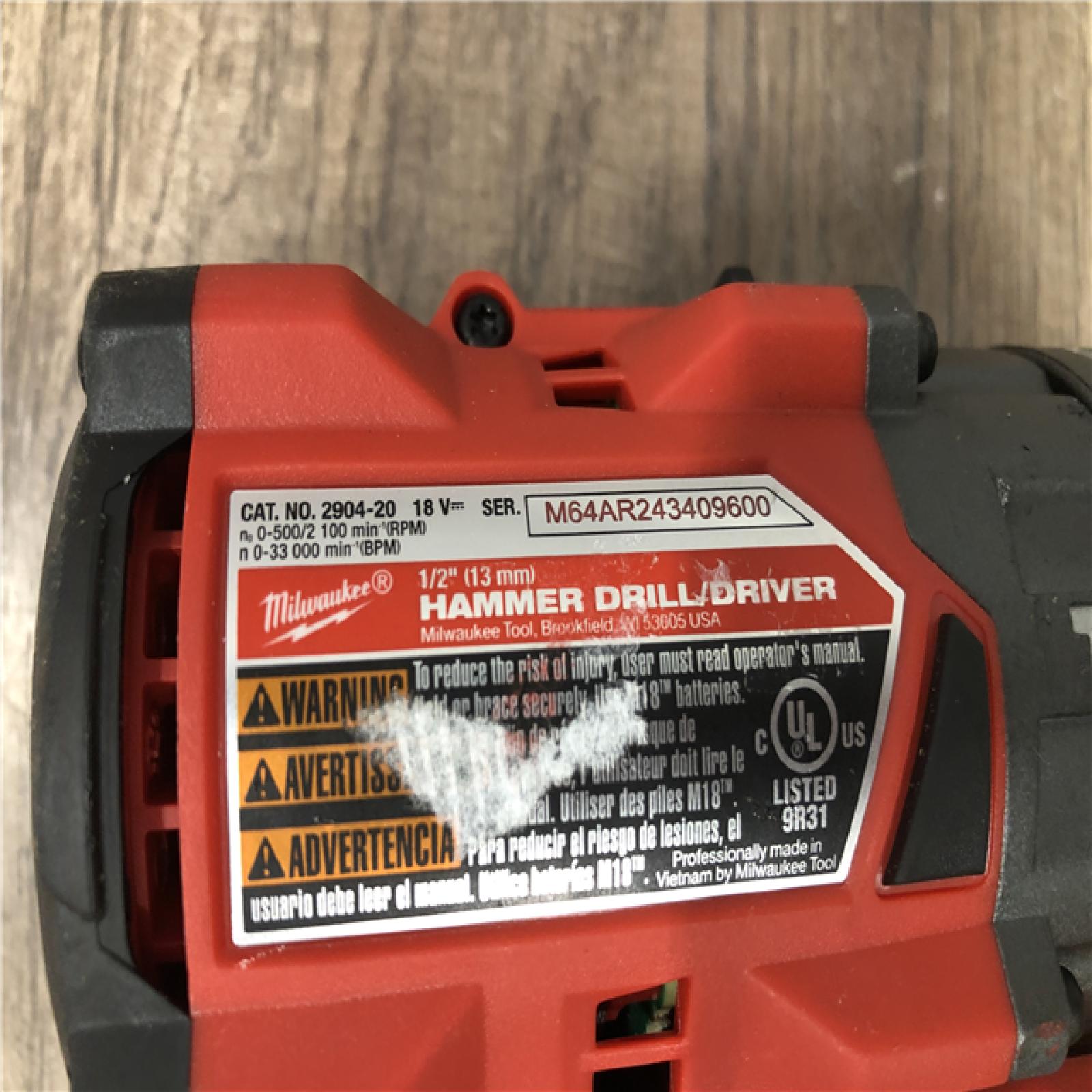 AS-IS Milwaukee  FUEL 18V Lithium-Ion Brushless Cordless 1/2 in. Hammer Drill/Driver (Tool-Only)