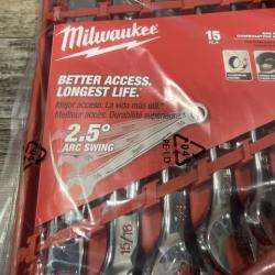 NEW - Milwaukee SAE Ratcheting Combination Wrench Set (15-Piece)