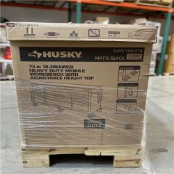 DALLAS LOCATION- AS-IS HUSKY 72 in. W x 24 in. D Heavy Duty 18-Drawer Mobile Workbench Cabinet
