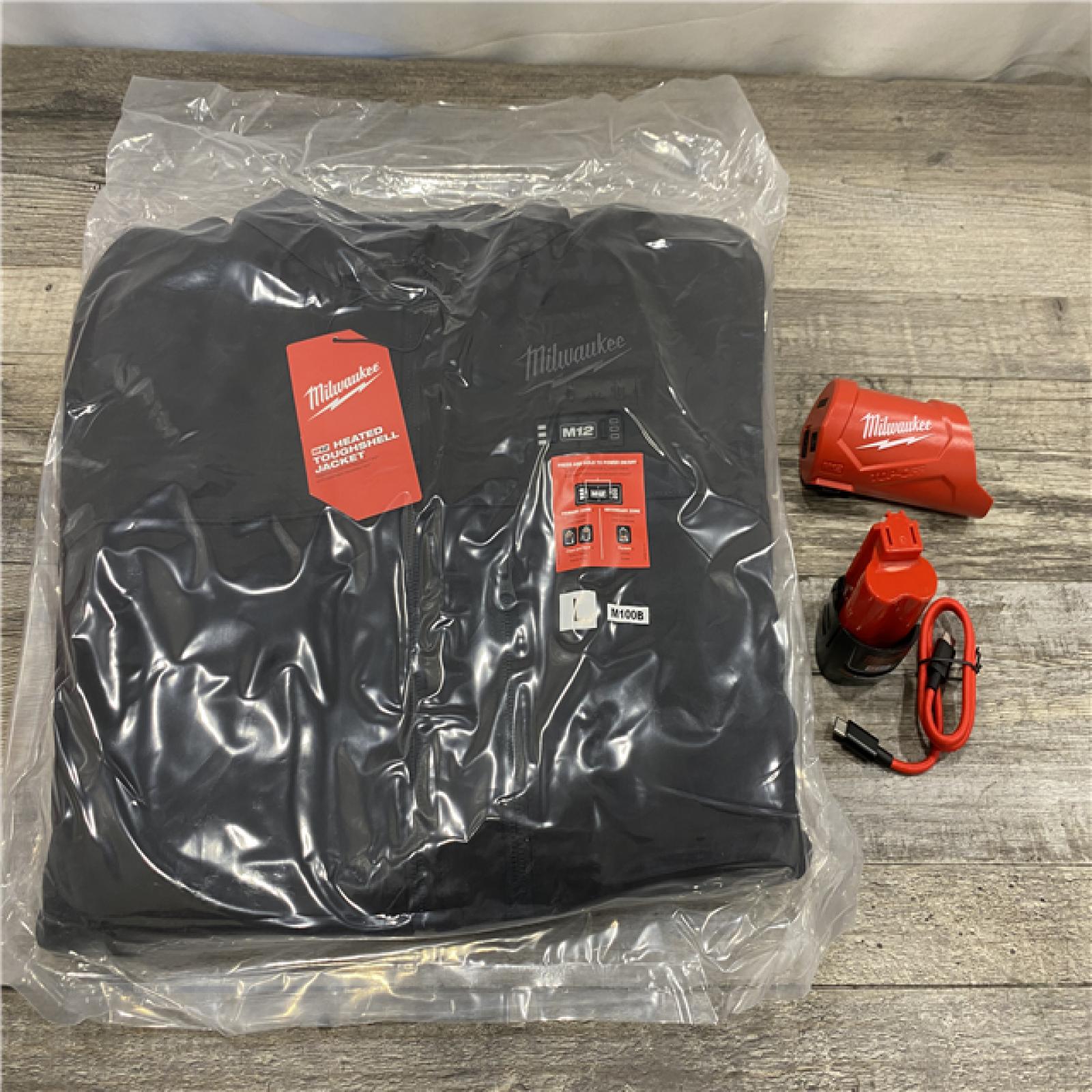 AS-IS Milwaukee Men's Large 12-Volt Lithium-Ion Cordless Tough Shell Black Heated Jacket Kit