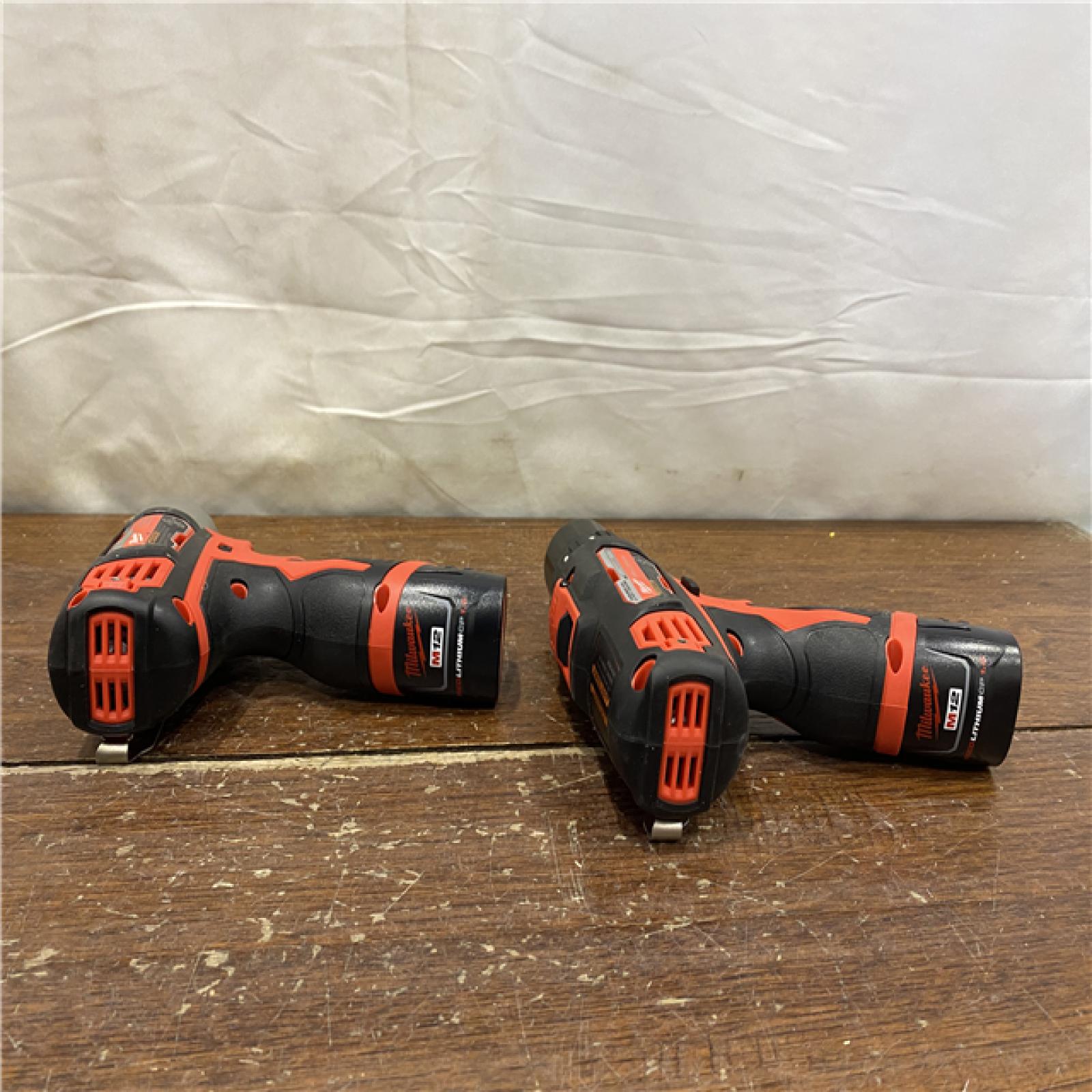 AS-IS Milwaukee M12 12V Lithium-Ion Cordless Drill Driver/Impact Driver Combo Kit with Two 1.5Ah Batteries, Charger and Bag (2-Tool)