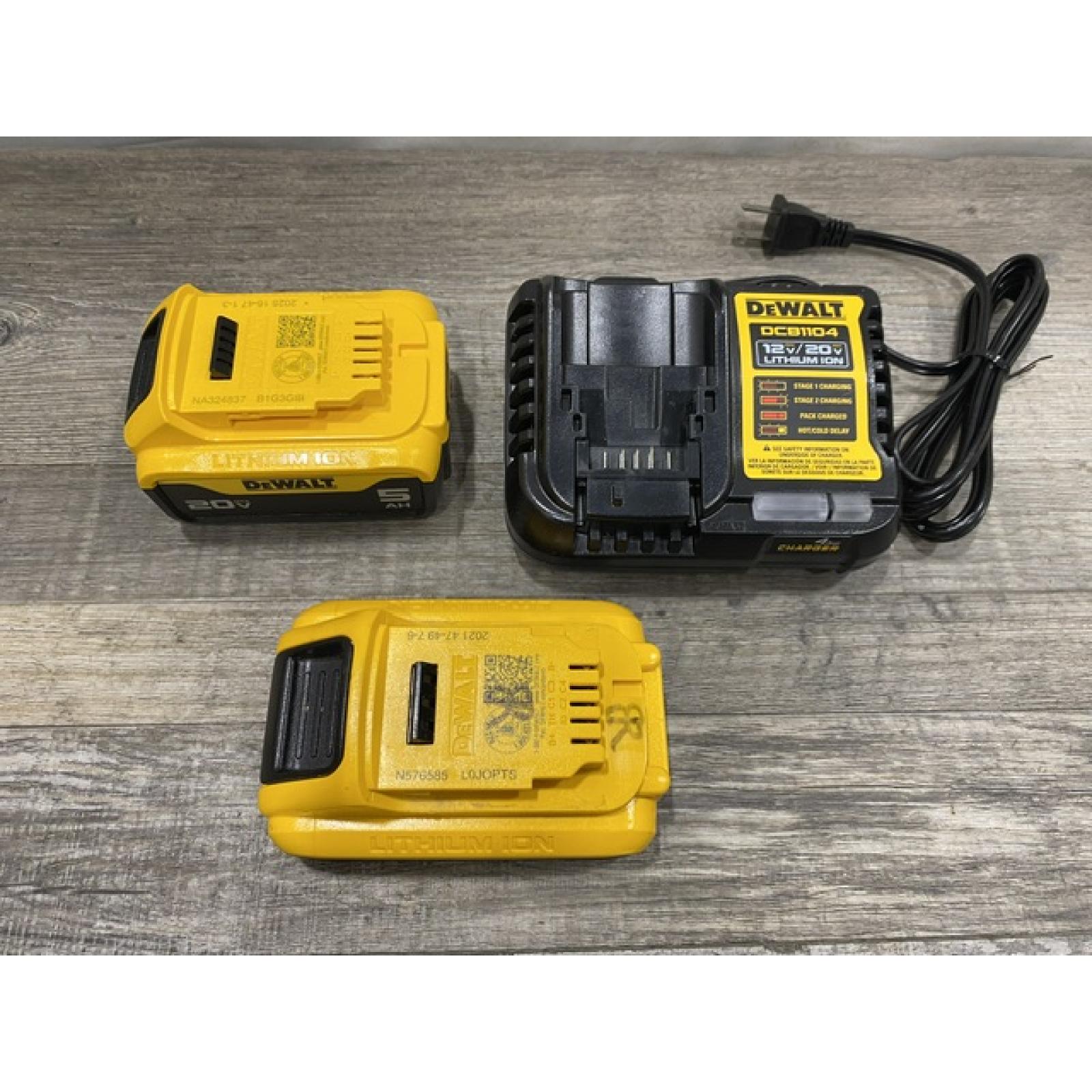 AS-IS DEWALT 20V MAX Lithium-Ion Starter Kit with 4.0 Ah and 5.0 Ah Batteries and Charger